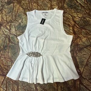 Express White Sleeveless Top with Silver Detail
